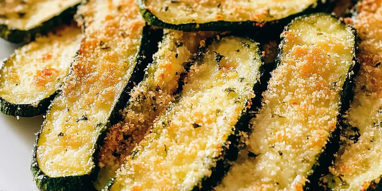 Fette di zucchine al forno dorate e croccanti, condite con pangrattato e erbe aromatiche. Un contorno saporito e leggero.
