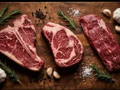 Tre succulenti tagli di carne per una perfetta grigliata: T-bone, costata e scamone, con rosmarino, aglio e sale grosso.