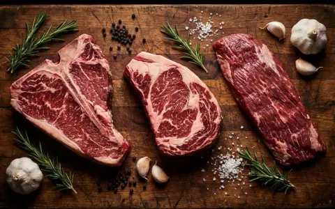 Tre succulenti tagli di carne per una perfetta grigliata: T-bone, costata e scamone, con rosmarino, aglio e sale grosso.