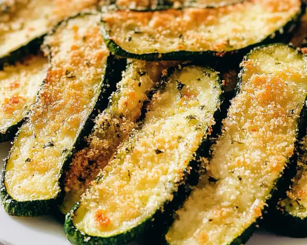 Fette di zucchine al forno dorate e croccanti, condite con pangrattato e erbe aromatiche. Un contorno saporito e leggero.